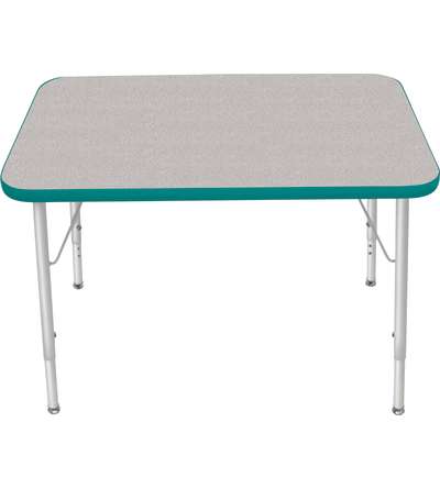 Creative Colors® Activity Table, Rectangle, 24" x 36", Gray Nebula Top Color, Teal Edge Color, Standard Leg Height, Platinum Sil