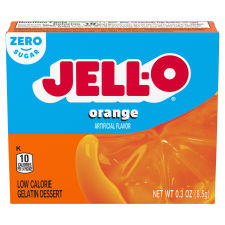 JELL-O Zero Sugar Orange Flavor Gelatin, 0.3 oz Box