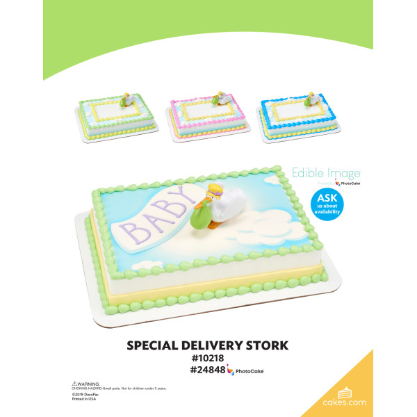 Special Delivery Stork The Magic of Cakes® PhotoCake® Enhanced Background and Icing Page