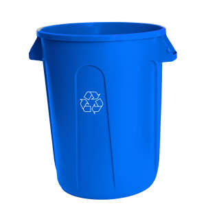 Hillyard, 32gal, Plastic, Blue, Round, Receptacle