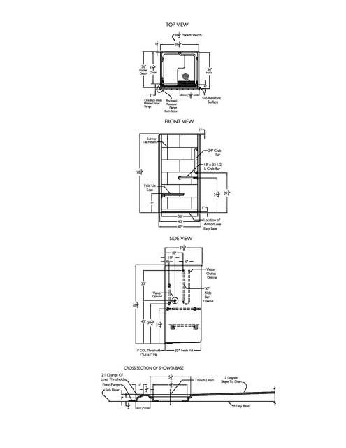 Technical Drawing — Cd Shower Tech Draw Asura Sst 3838 Tr Col ADA