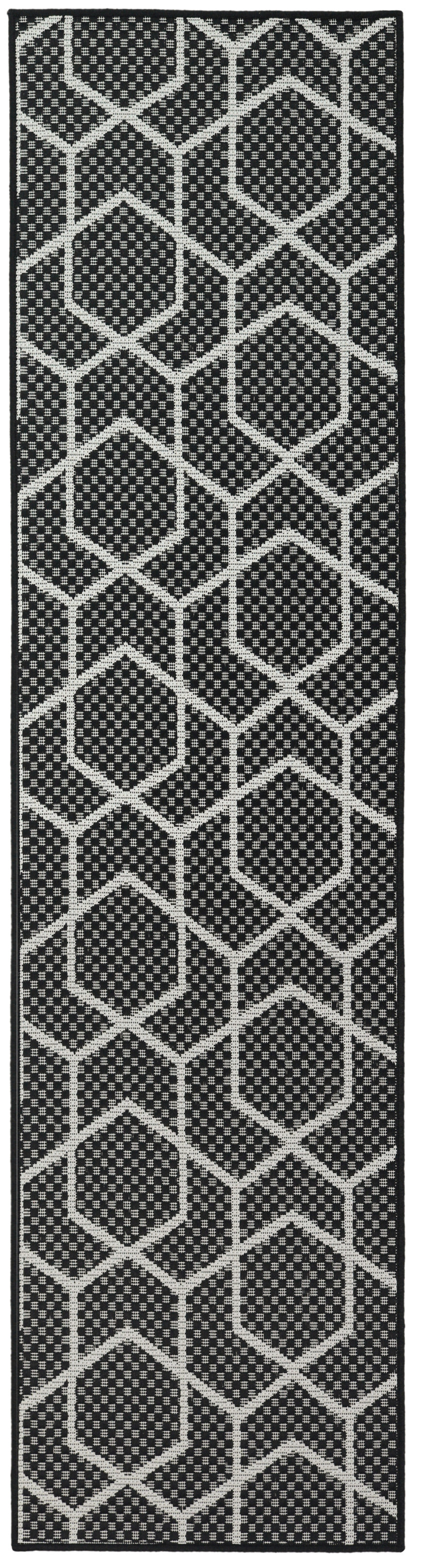 Nourison Horizon Indoor/Outdoor 2' x 6' Black Modern Rug