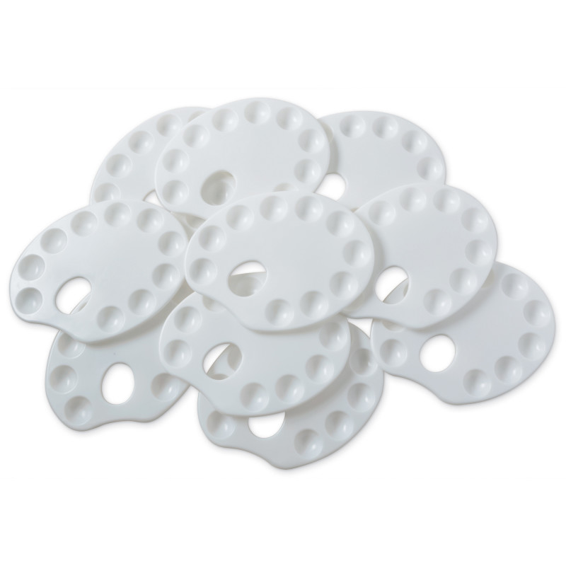 Paint Trays, Palette-Shape, 10-Well, 9" x 6.75", 10 Trays