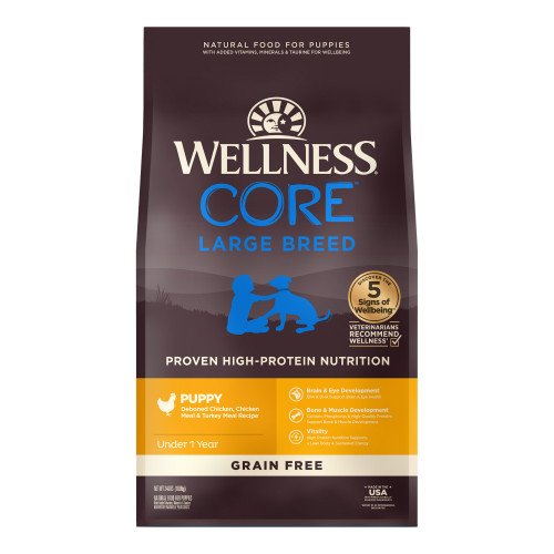 Wellness CORE Grain Free Large Breed Puppy Chicken Recipe Front packaging