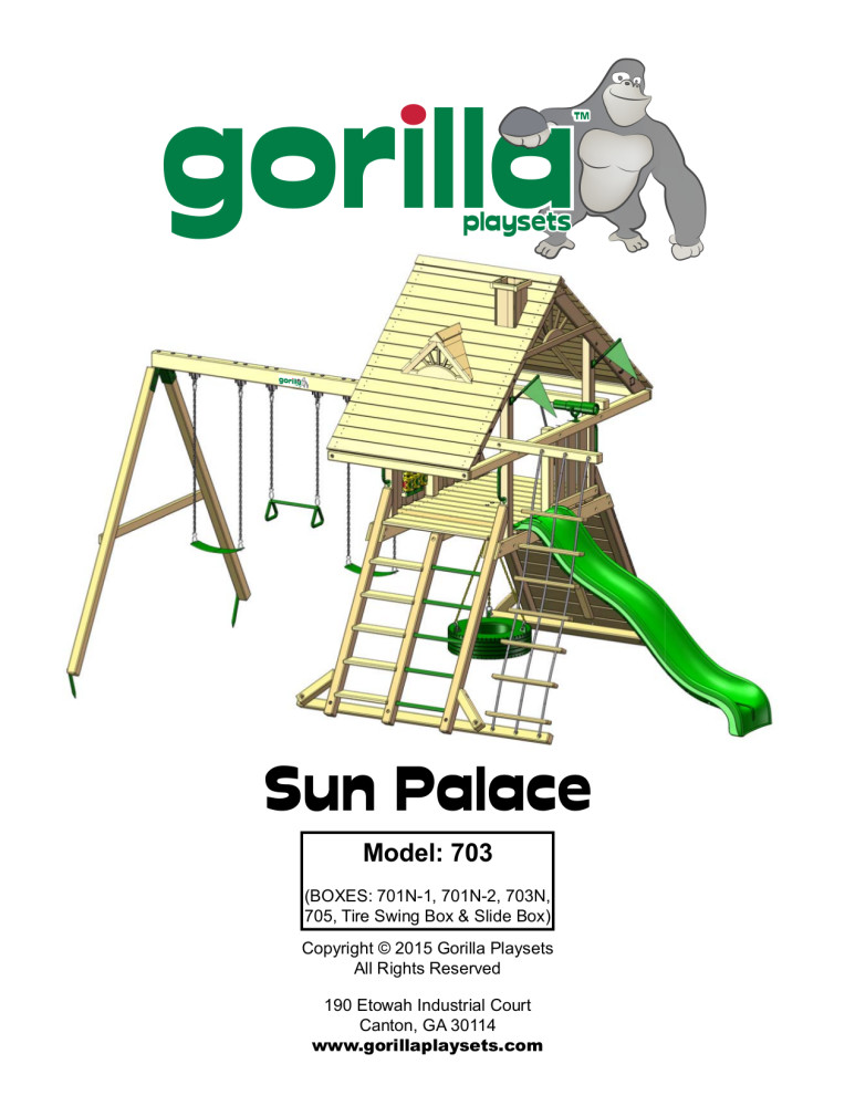 Gorilla Playsets Sun Palace II Wooden Swing Set with Rope Ladder
