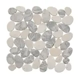 Random Series Swirl Grey & Beige Marble 12×12 Cobbles Mosaic Tumbled