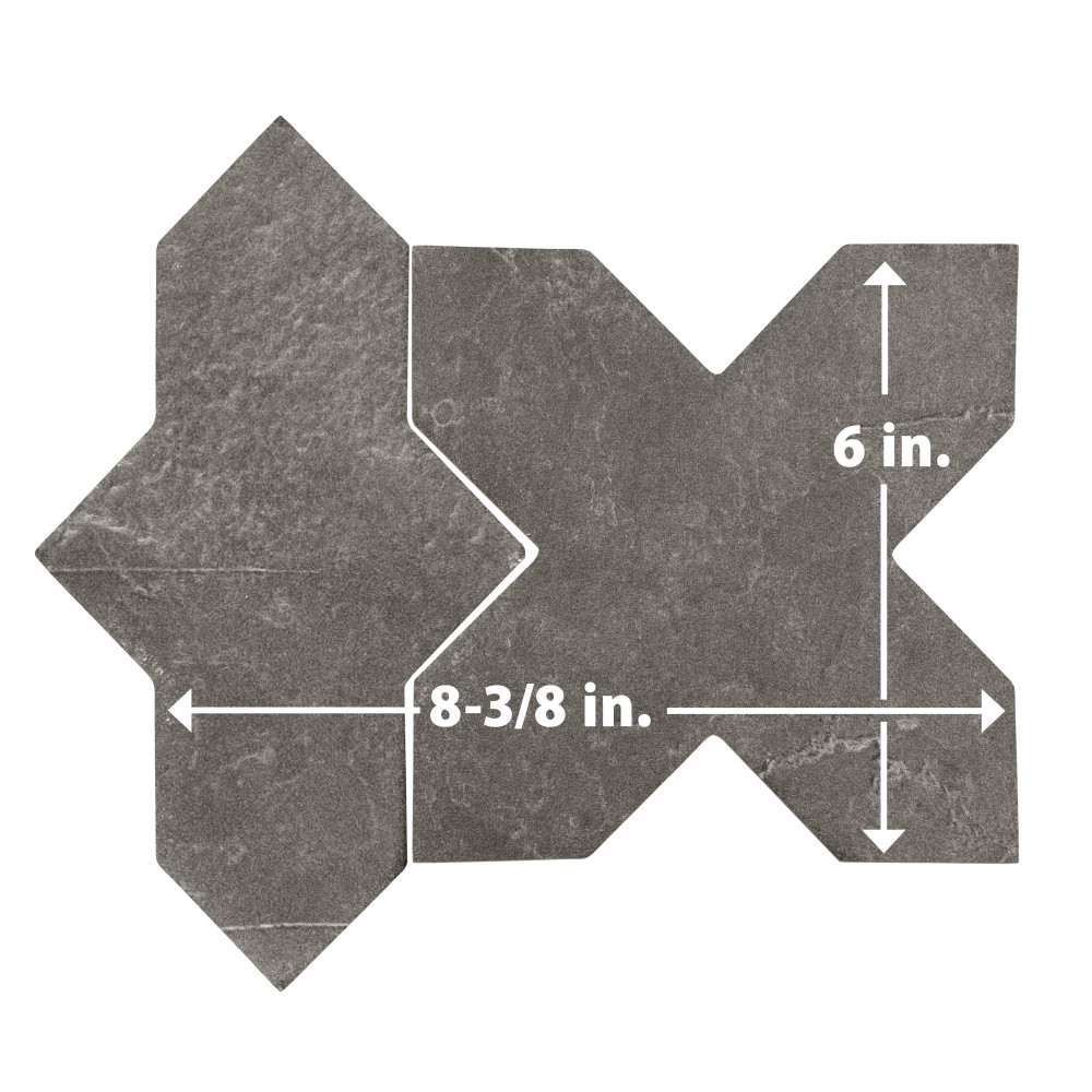 Istanbul Squire Shield Night with Night Cross 6 in. x 8-3/8 in. Porcelain Floor and Wall Tile