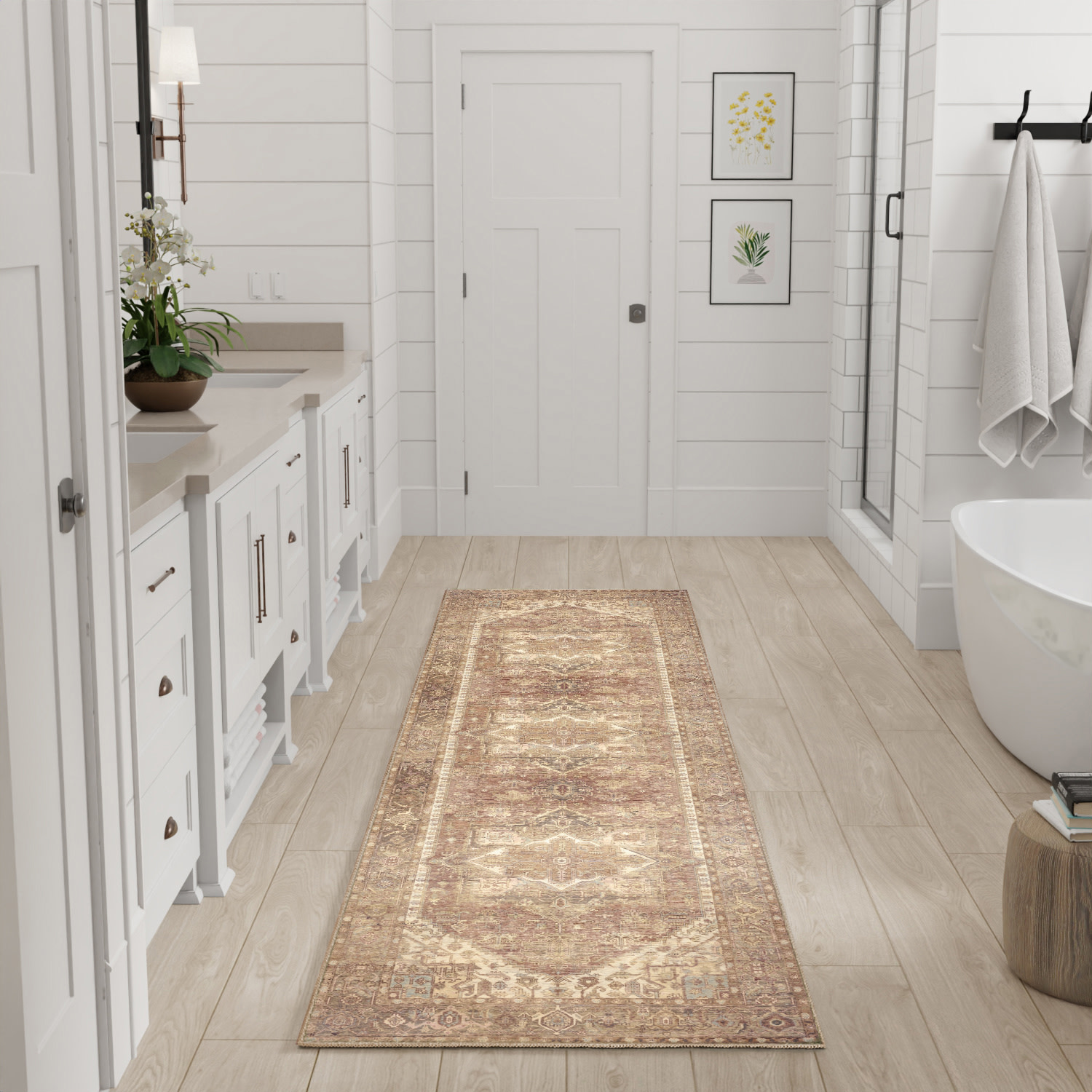 Nourison Vintage Washables 2' x 6' Gold Vintage Indoor Rug