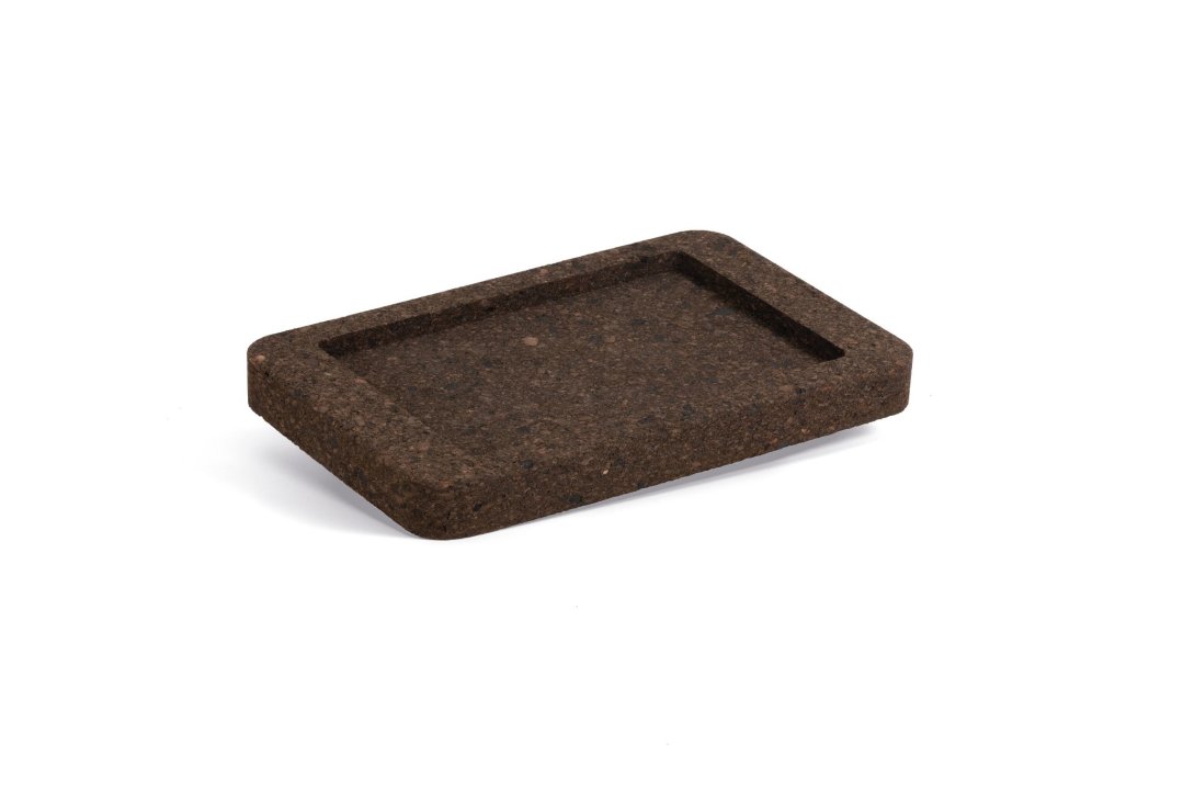 Base for stainless steel tray 30 x 19 cm ultra compact cork in brown