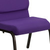 HERCULES Series 18.5''W Stacking Church Chair in Purple Fabric - Gold Vein Frame - Picture 139 of 140
