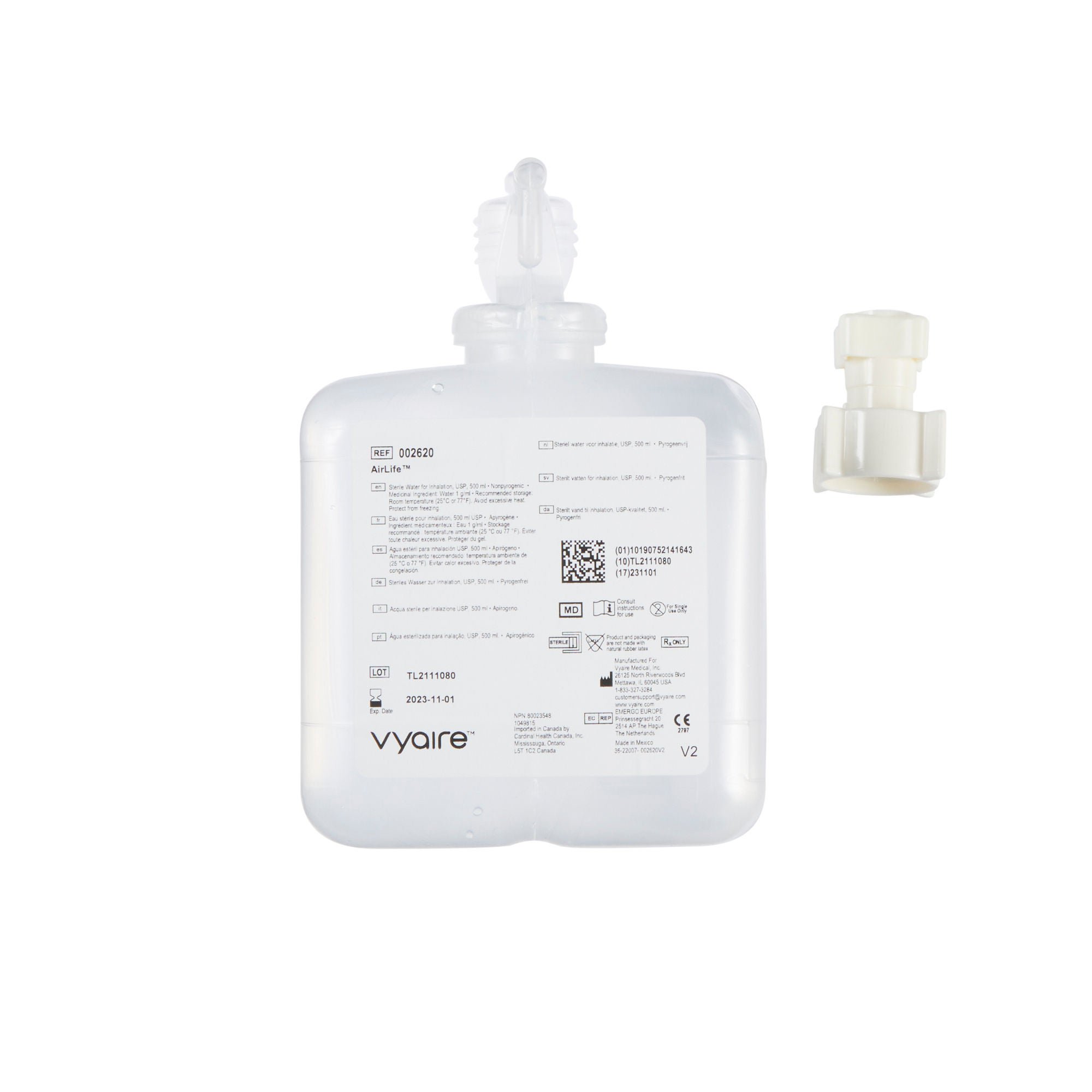 AirLife® Prefilled Humidifier with Adapter, 500 mL