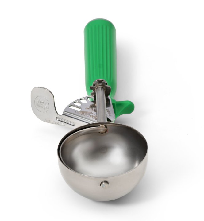 2.66-ounce one-piece thumb disher with green handle