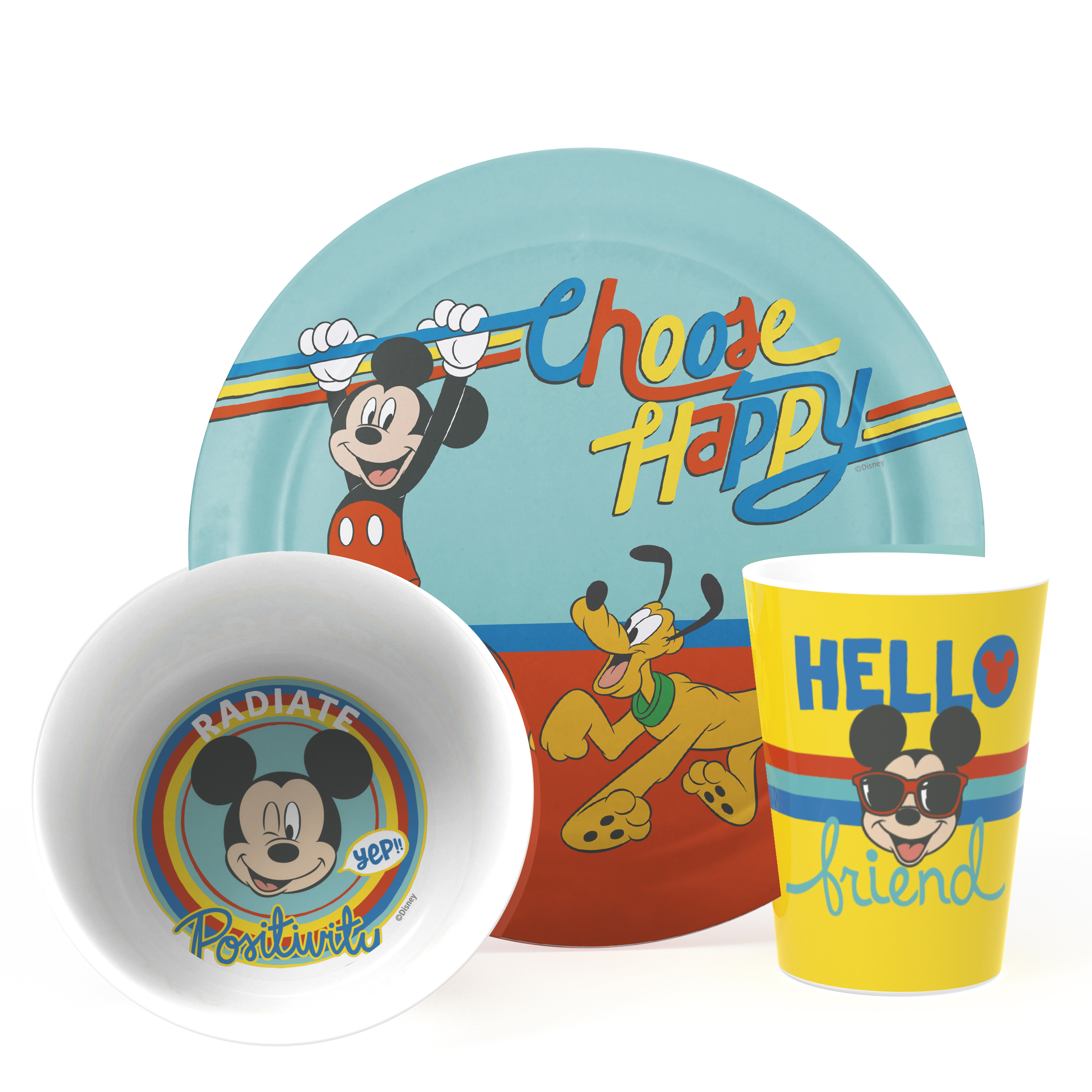 Disney Kids Dinnerware Sets, Rainbow Mickey Mouse, 3-piece set slideshow image 1 Disney Kids Dinnerware Sets, Rainbow Mickey Mouse, 3-piece set slideshow image 1