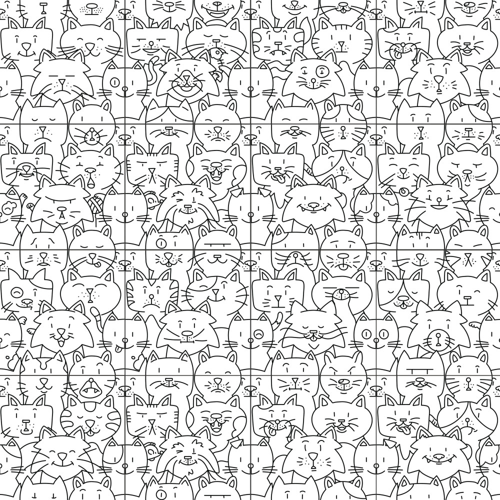 Oh My Cat 9.75x9.75 Square Porcelain Floor and Wall Digital Pattern