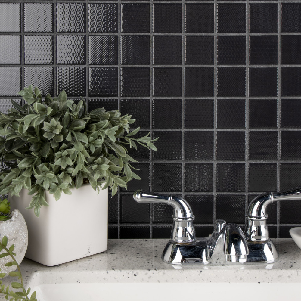 Sample – Celadon Graphite Porcelain Mosaic Tile