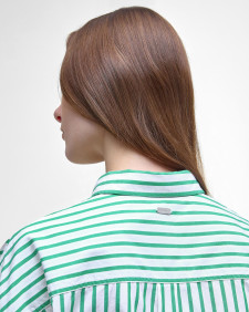 Nicola Striped Relaxed Long-Sleeved Shirt White/Kelly Green
