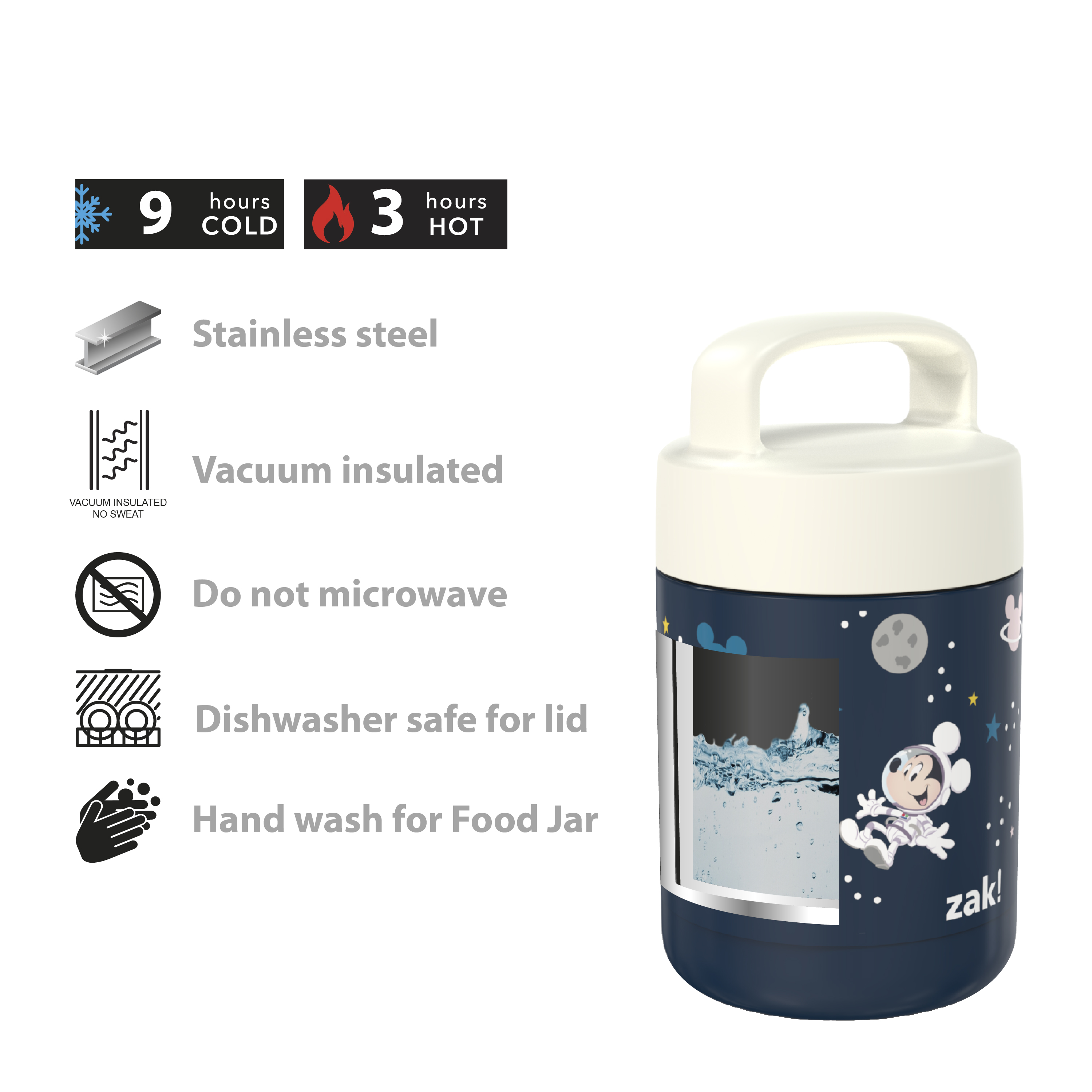 Disney Reusable Vacuum Insulated Stainless Steel Food Container, Mickey Mouse slideshow image 8 Disney Reusable Vacuum Insulated Stainless Steel Food Container, Mickey Mouse slideshow image 8