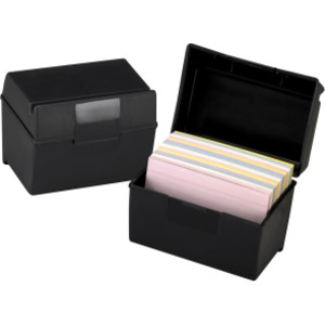 Plastic Index Box, 4" x 6", 400 Card Capacity, Black