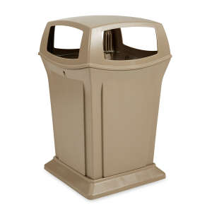 Rubbermaid Commercial, 45gal, Resin, Beige, Square, Receptacle