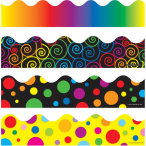 Scalloped Variety Border Set IV: Rainbow, Colorful Dots, Big Rainbow Dots, and Rainbow Swirls