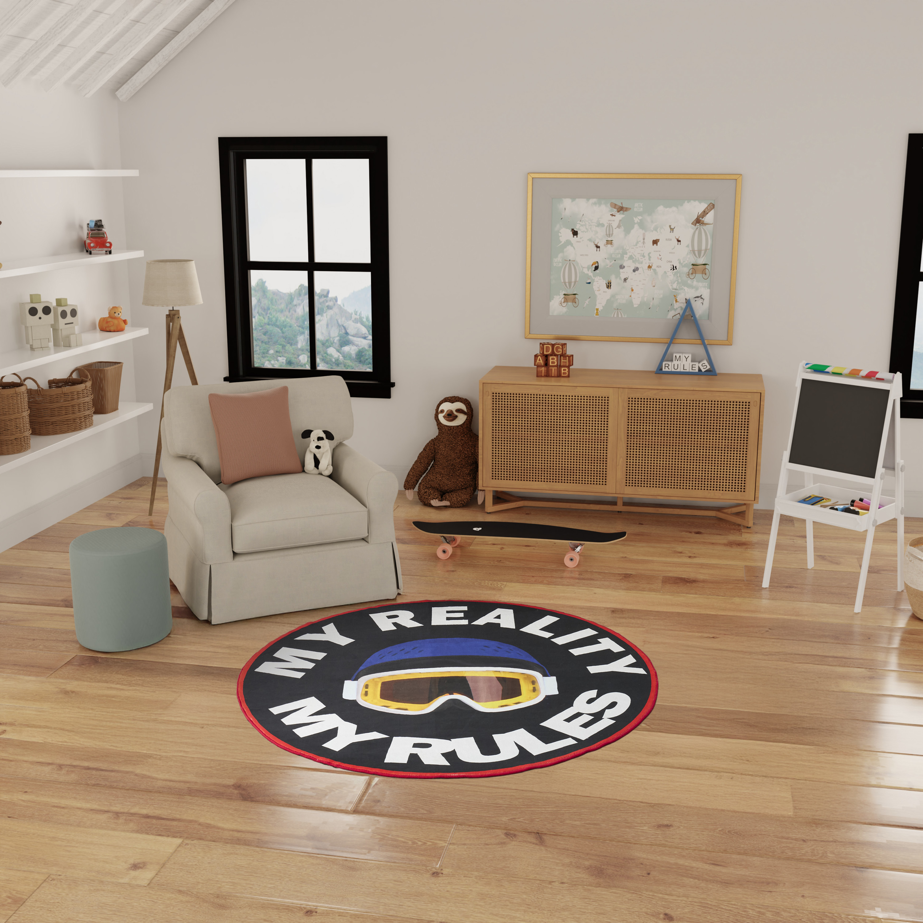 Nourison Imagination 5' x Round Multicolor Kids Indoor Rug