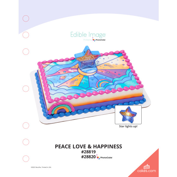 Peace Love & Happiness The Magic of Cakes® PhotoCake® Enhanced Background Page