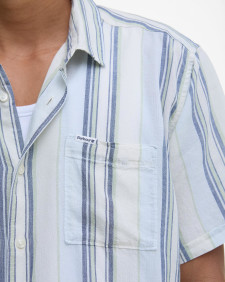 Westsand Striped Short-Sleeved Shirt Bleached Blue