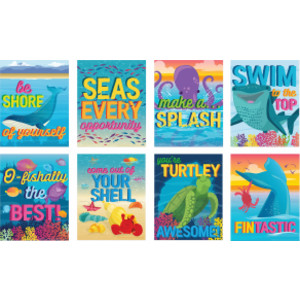 Seas the Day Motivational Mini Poster Set, 8 Posters