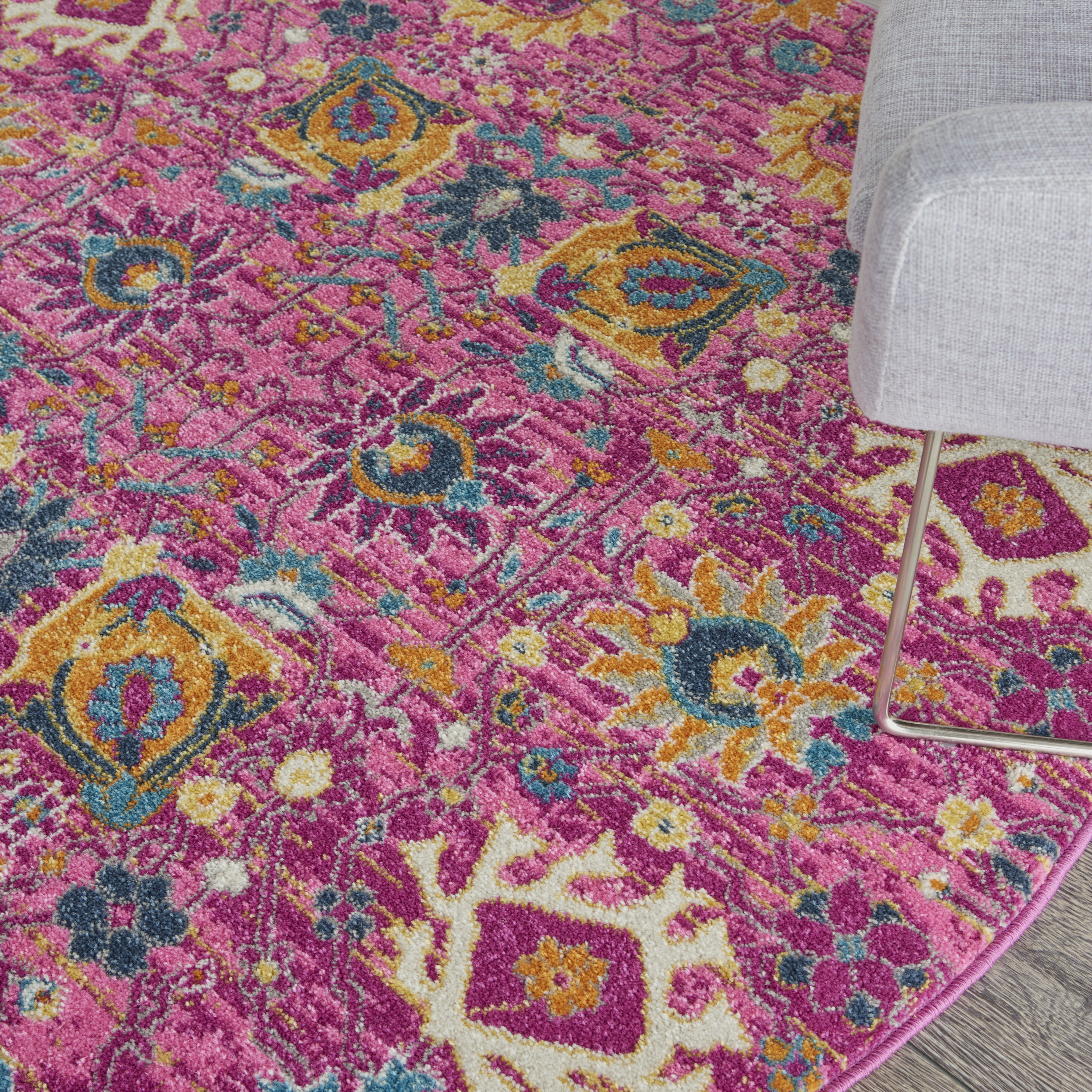 Nourison Passion 4' x Round Fuchsia Bohemian Indoor Rug