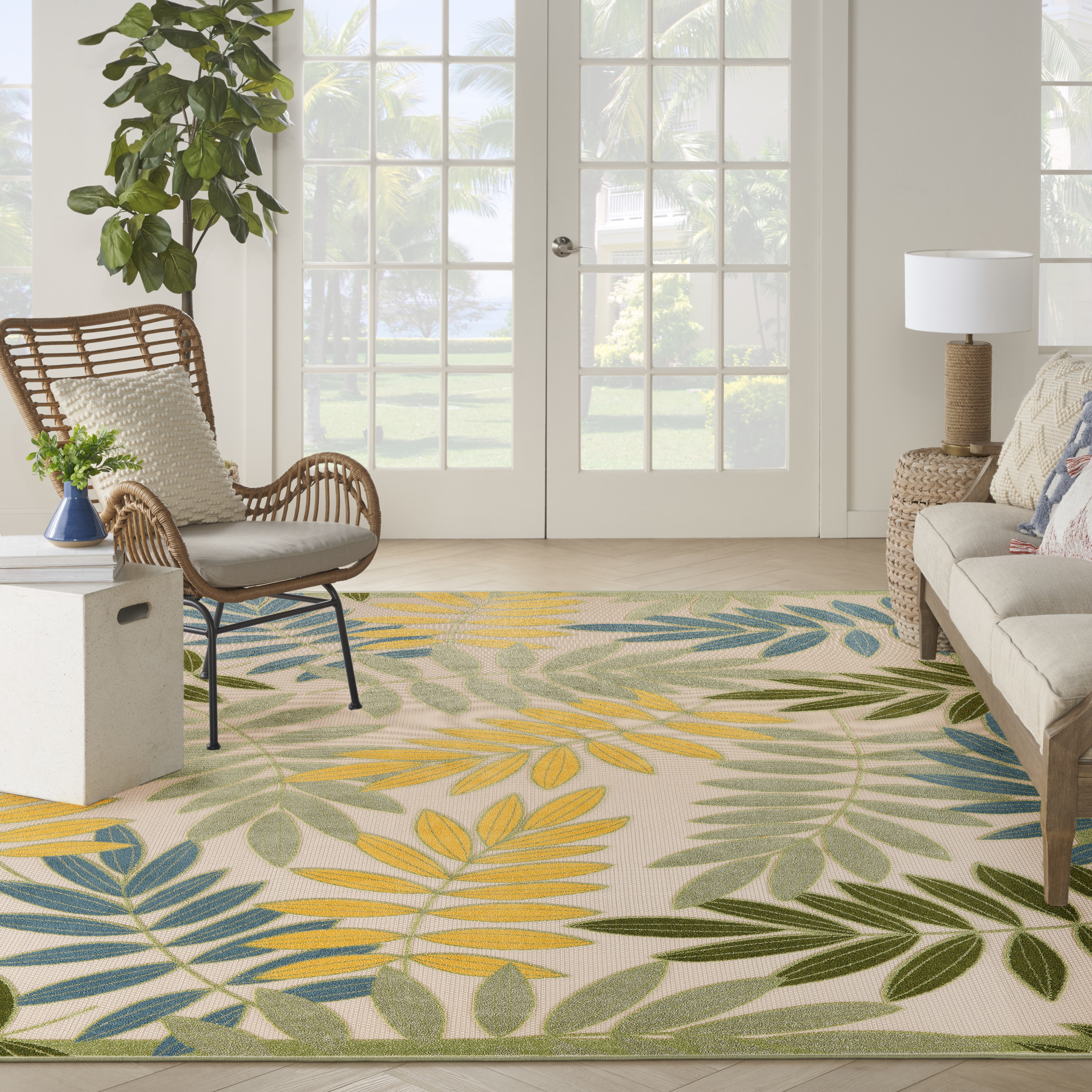 Nourison Aloha 10' x 14' Green Multicolor Outdoor Rug