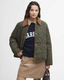 Emilia Quilted Jacket Deep Olive/Sky Dress Tartan