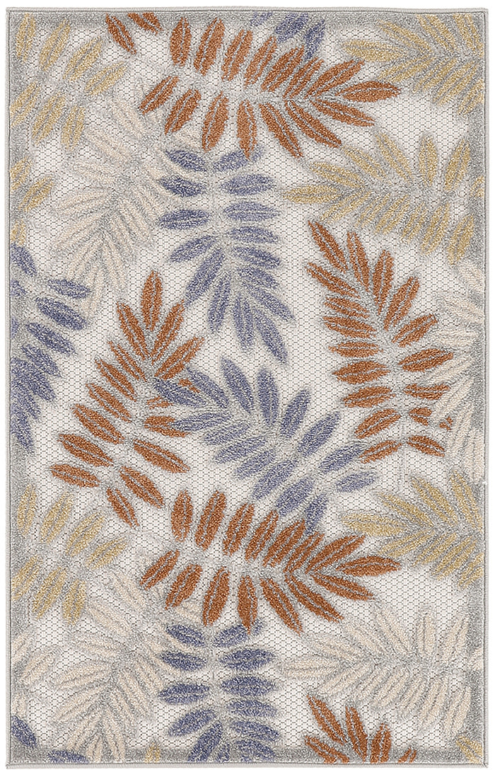 Nourison Aloha 2'8" x 4' Blue Mocha Outdoor Rug