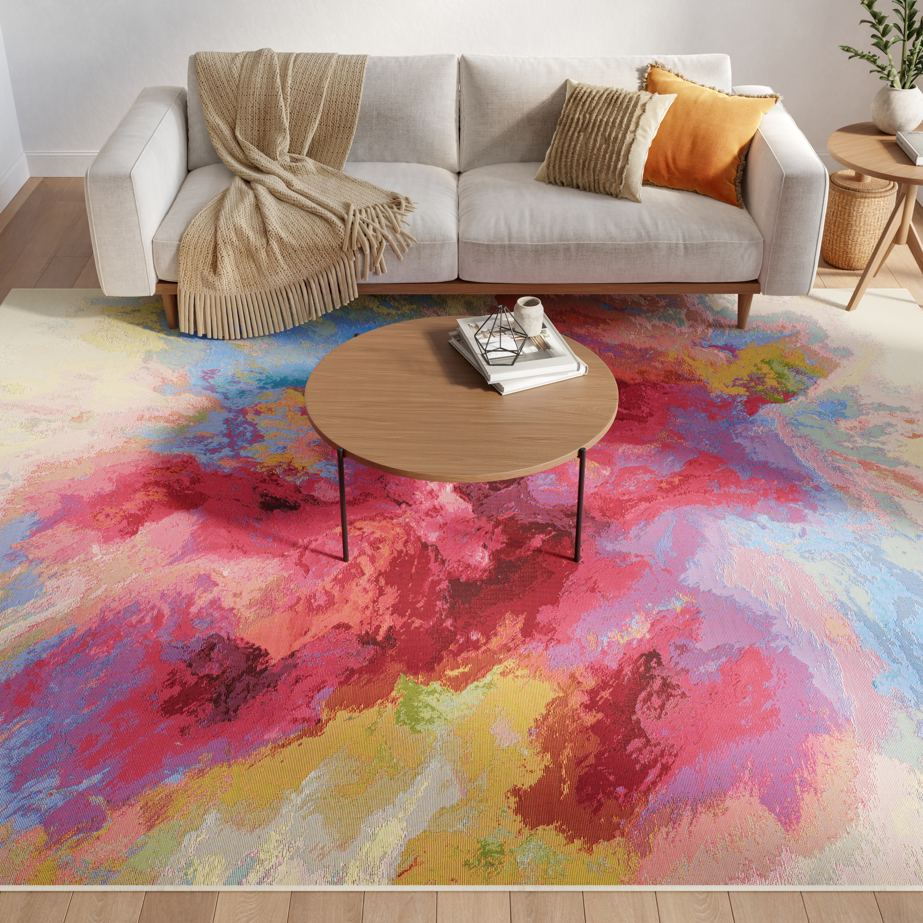 Nourison Color Splash 7'10" x 9'10" Ivory Multicolor Modern Rug