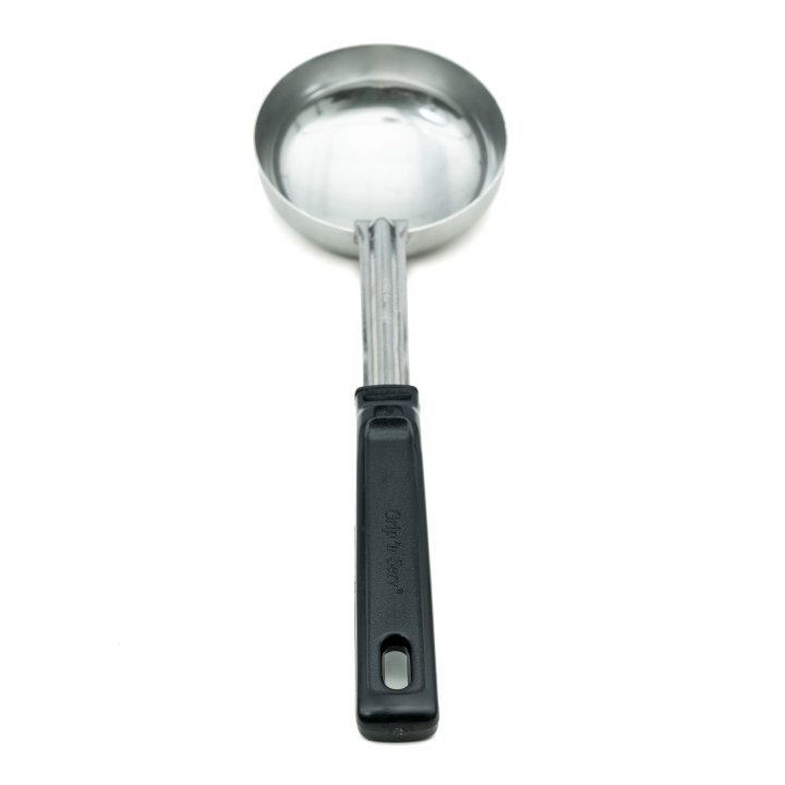 5-ounce solid round Spoodle® utensil with black Grip ‘n Serv® handle