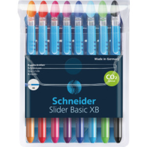 Slider Basic XB Ballpoint Pen, 1.4 mm, 8 Assorted Ink Colors in Reusable Wallet