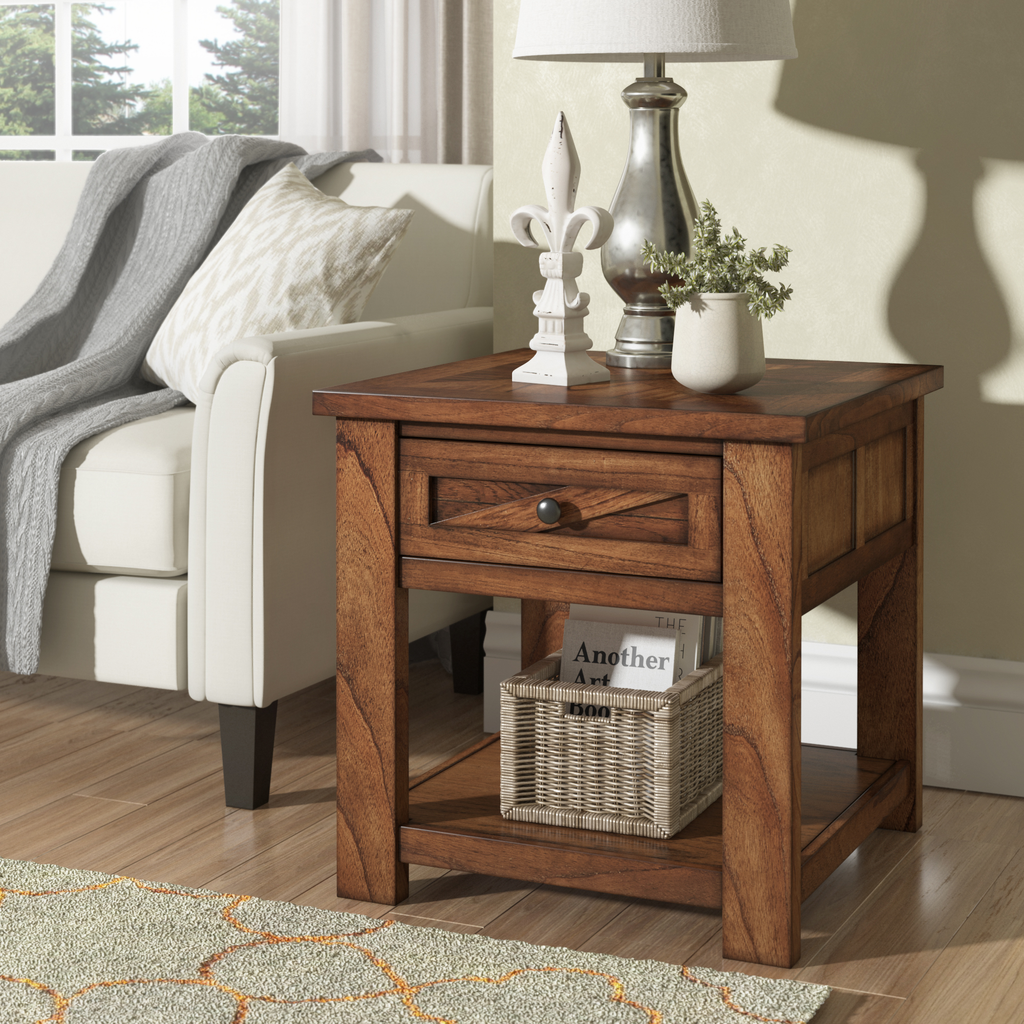 Brown Cherry End Table