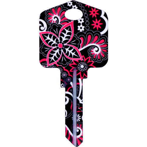 Pampered Girls Psychedelic Floral Key Blank Kwikset 66/97 KW1/10