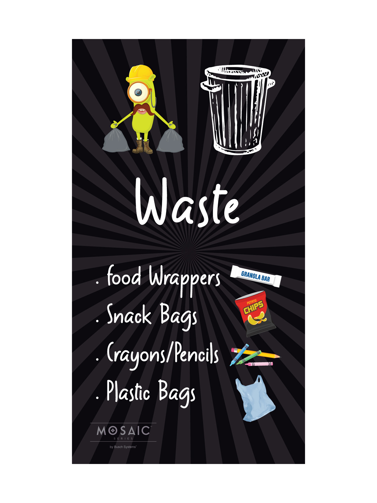 MOSAIC – Junior Body Sign – Waste – Black