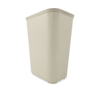 Rubbermaid Commercial, Fire Resistant, 10gal, Resin, Beige, Rectangle, Receptacle