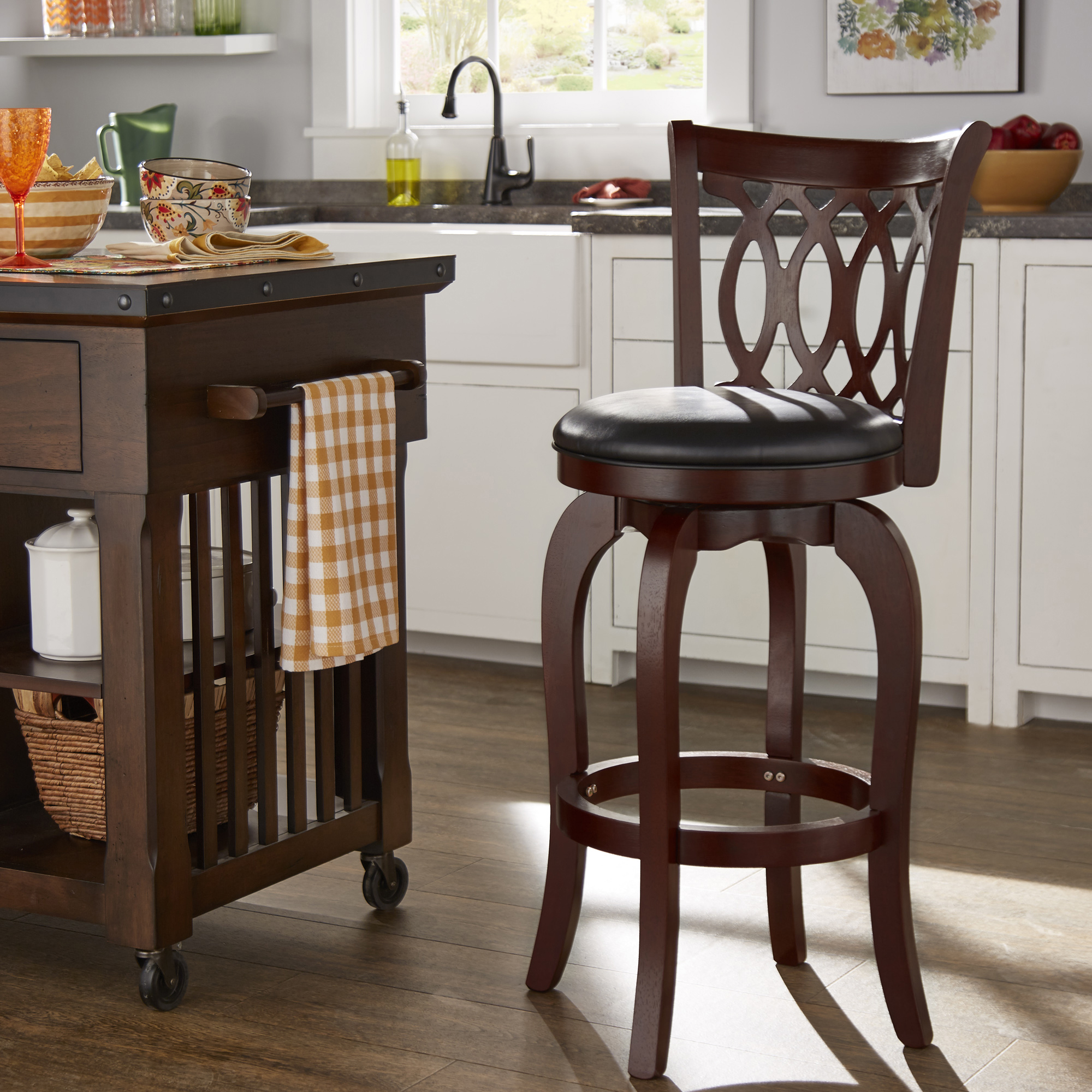 Scroll Back Swivel Stool