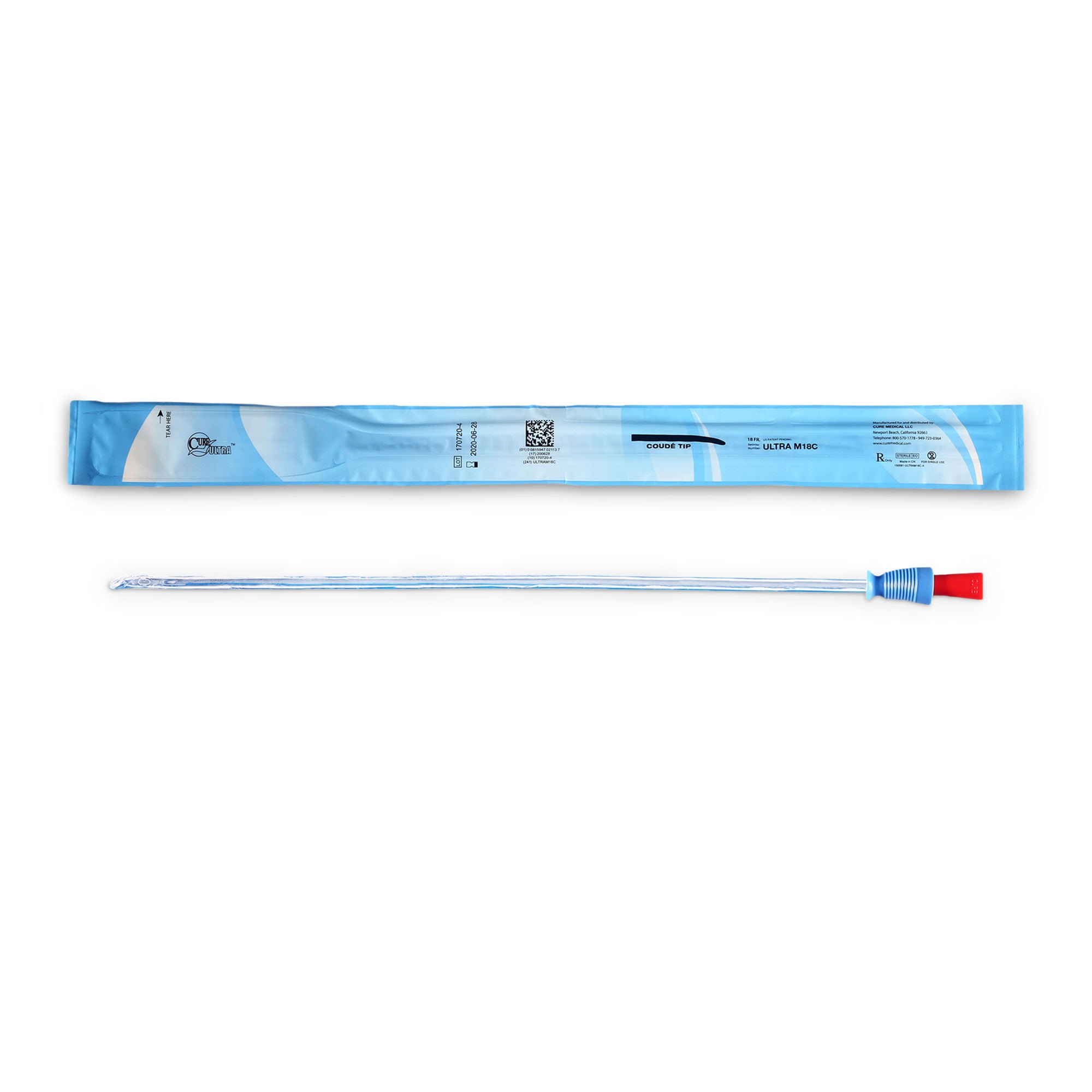 Cure Ultra® Urethral Catheter, 18 Fr., Male, Coudé