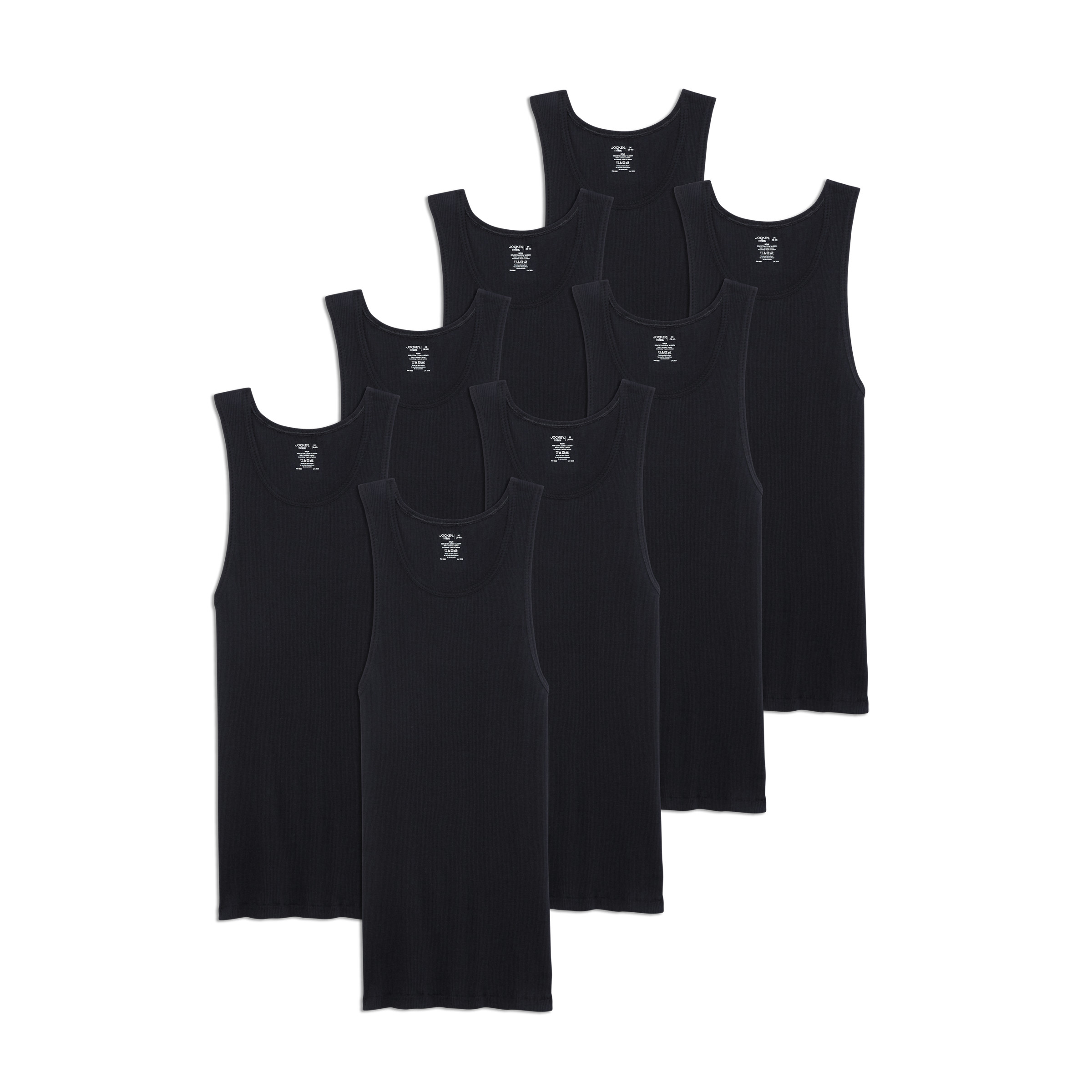 Jockey Men’s 100% Cotton A-Shirt Tank – 8 Pack