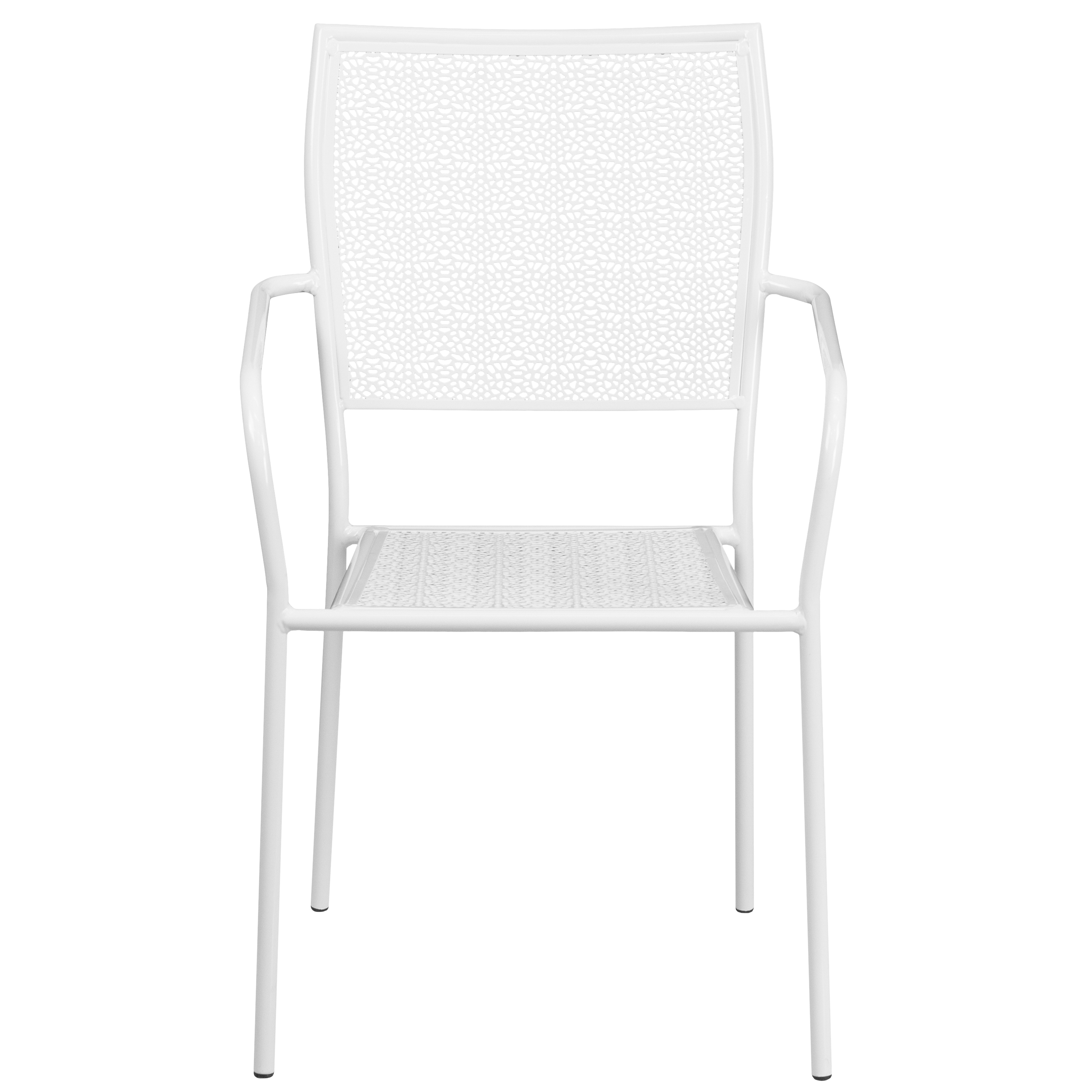 Commercial Grade Sky Blue Indoor-Outdoor Steel Patio Arm Chair with Square Back - Picture 16 of 61