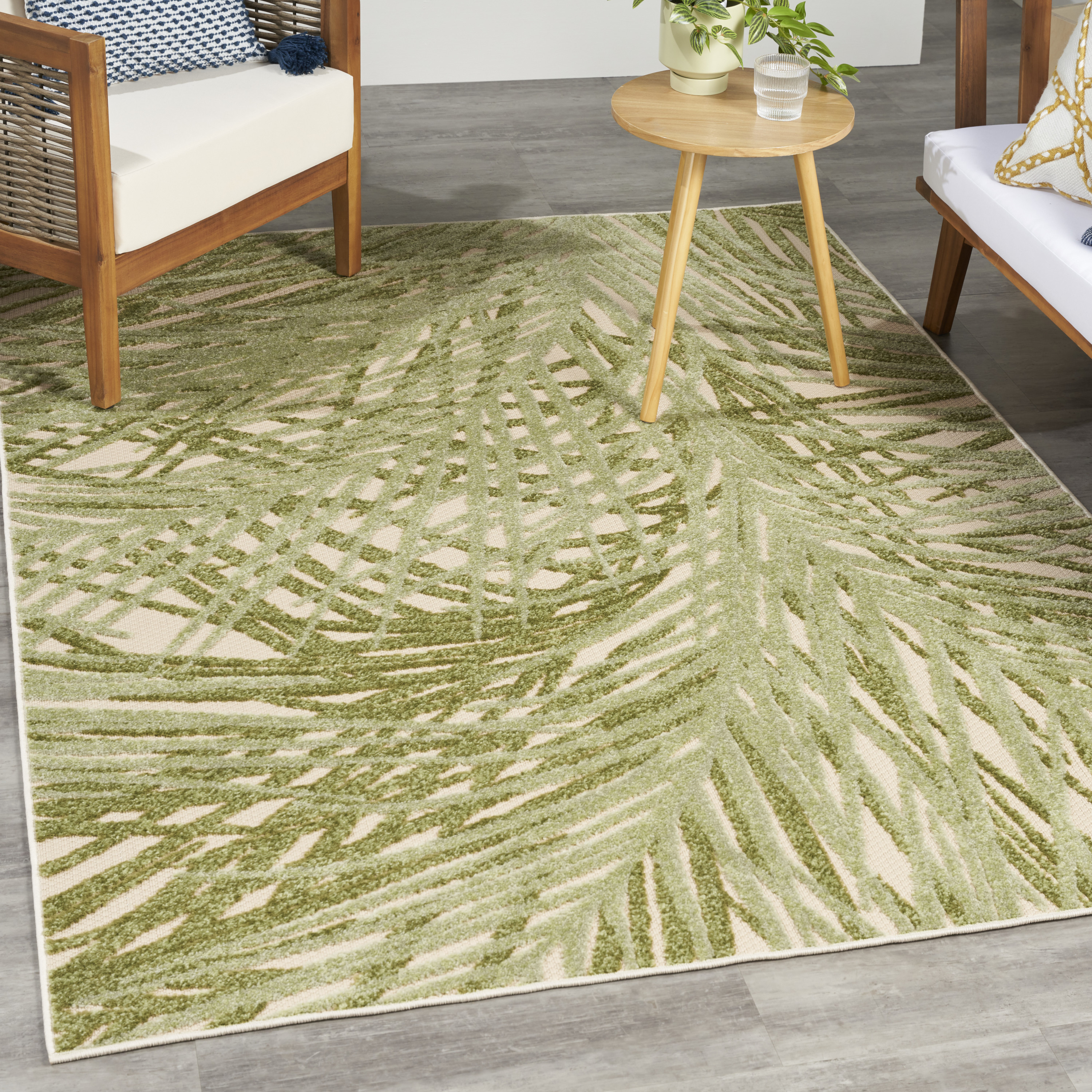 Nourison Aloha 6' x 9' Ivory Green Outdoor Rug