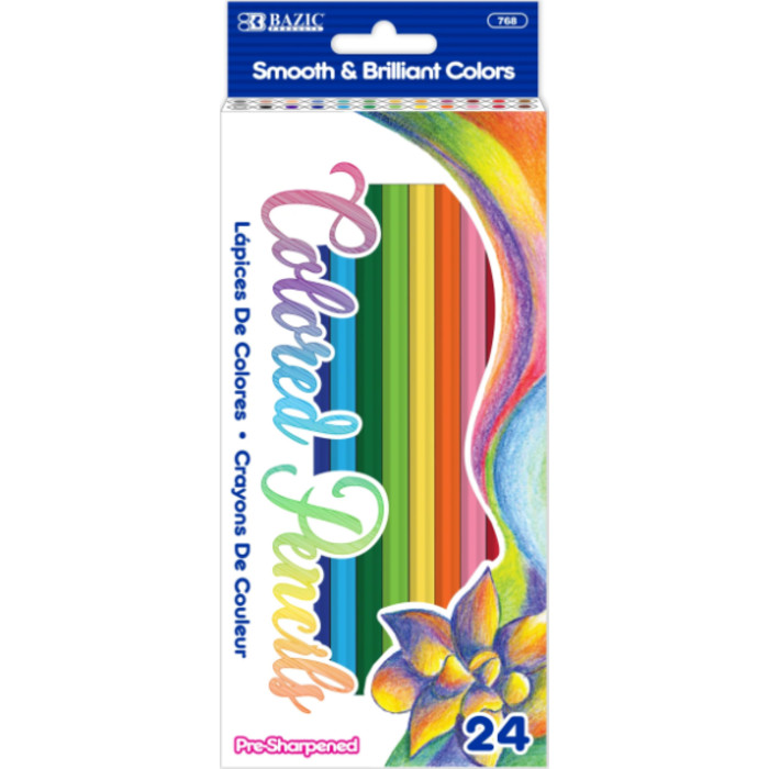 Colored Pencils, Assorted Colors, Pack of 24