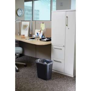 Rubbermaid Commercial, 7 gal, Resin, Black, Rectangle, Receptacle