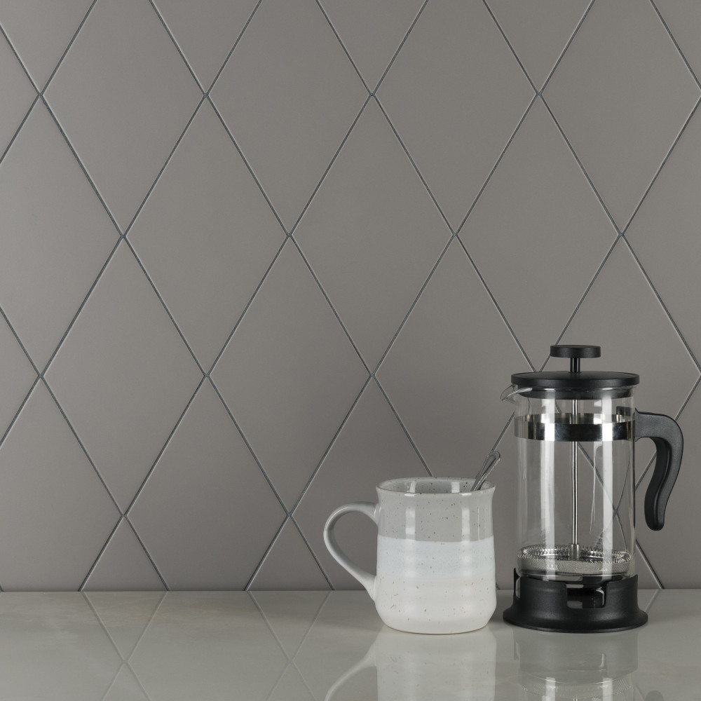 Rhombus Smooth Dark Grey 5-1/2 in. x 9-1/2 in. Porcelain Floor and Wall Tile