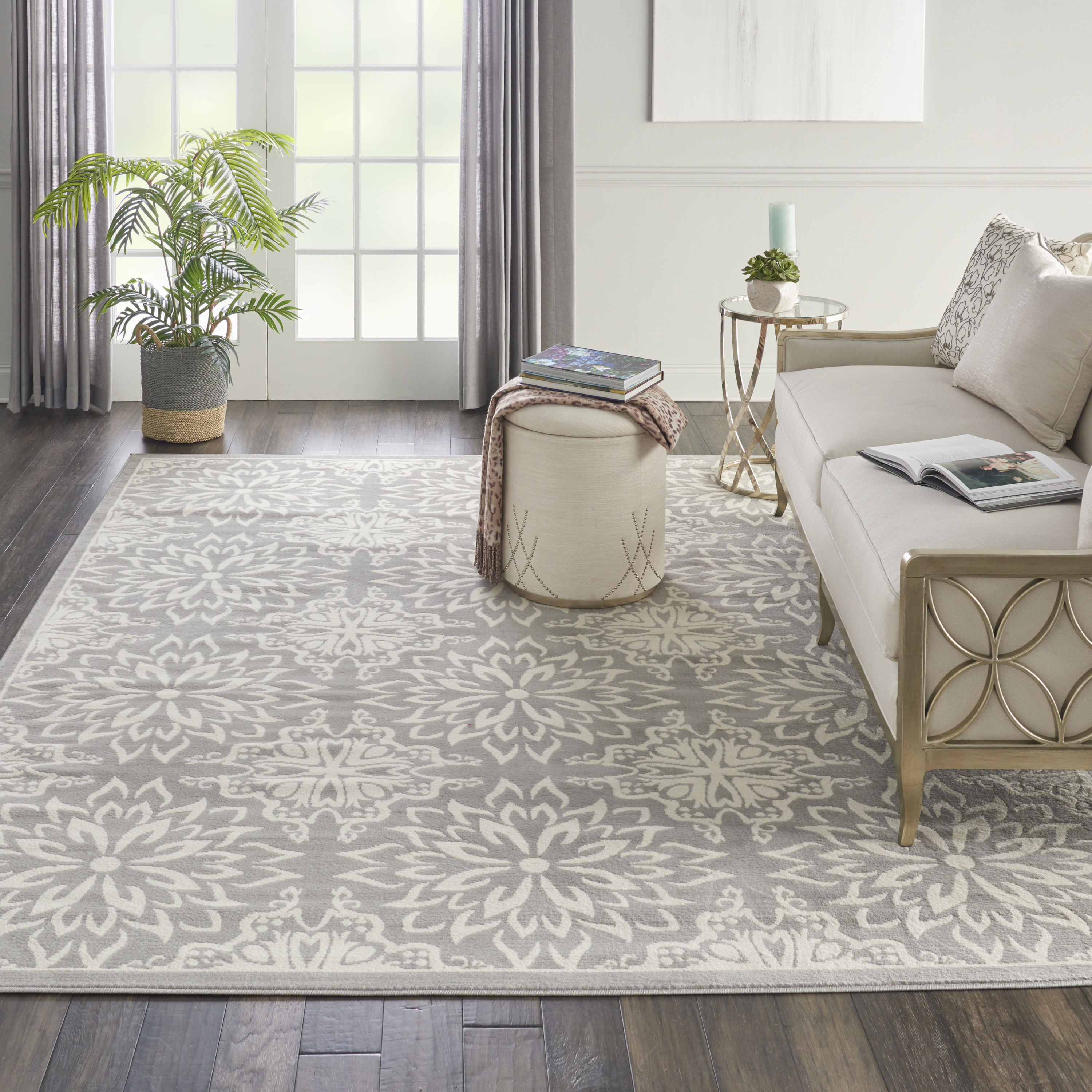 Nourison Jubilant 7' x 10' Ivory Grey Farmhouse Indoor Rug