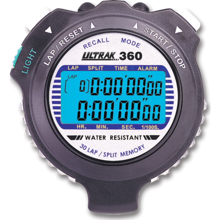 360 LED Backlight 30 Memory Stopwatch, Black