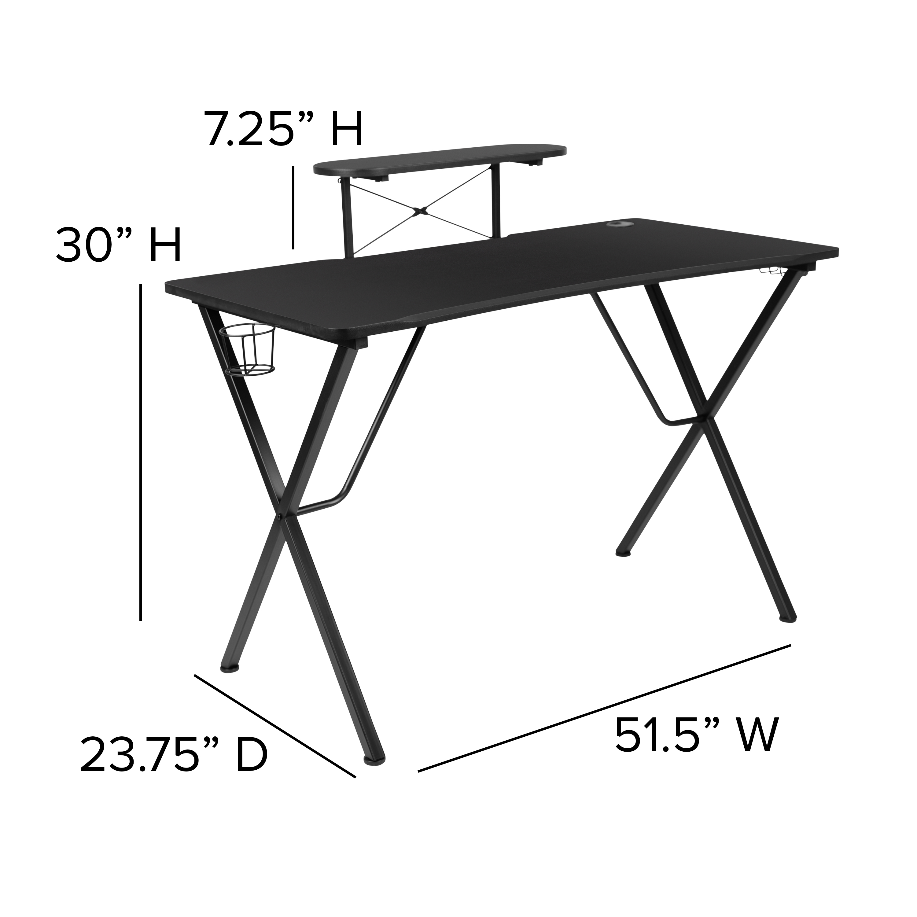 Portavasos de escritorio para juegos negro/blanco, gancho para auriculares, soporte para monitor - Imagen 16 de 24